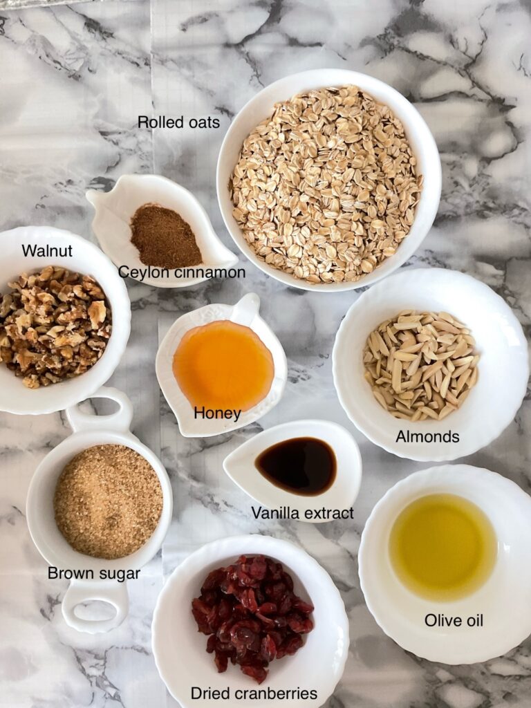 Easy Cinnamon Cranberry Granola Ingredients