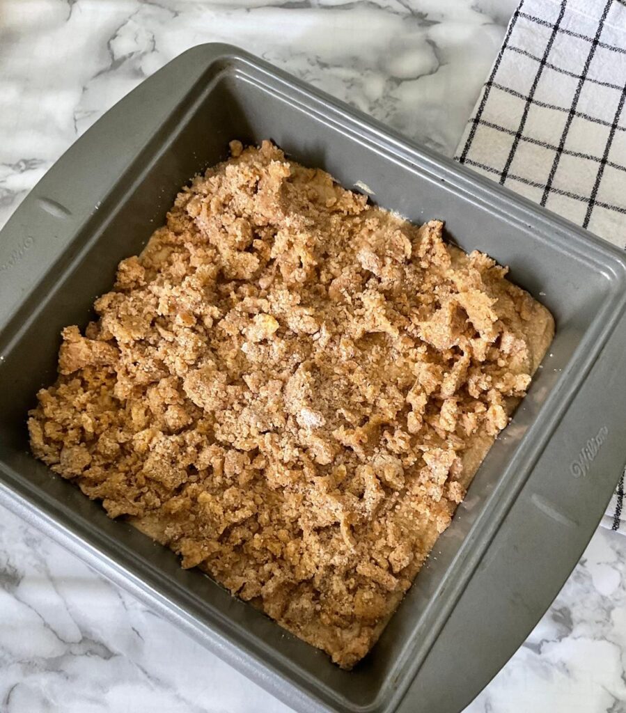 assemble the cinnamon streusel coffee cake